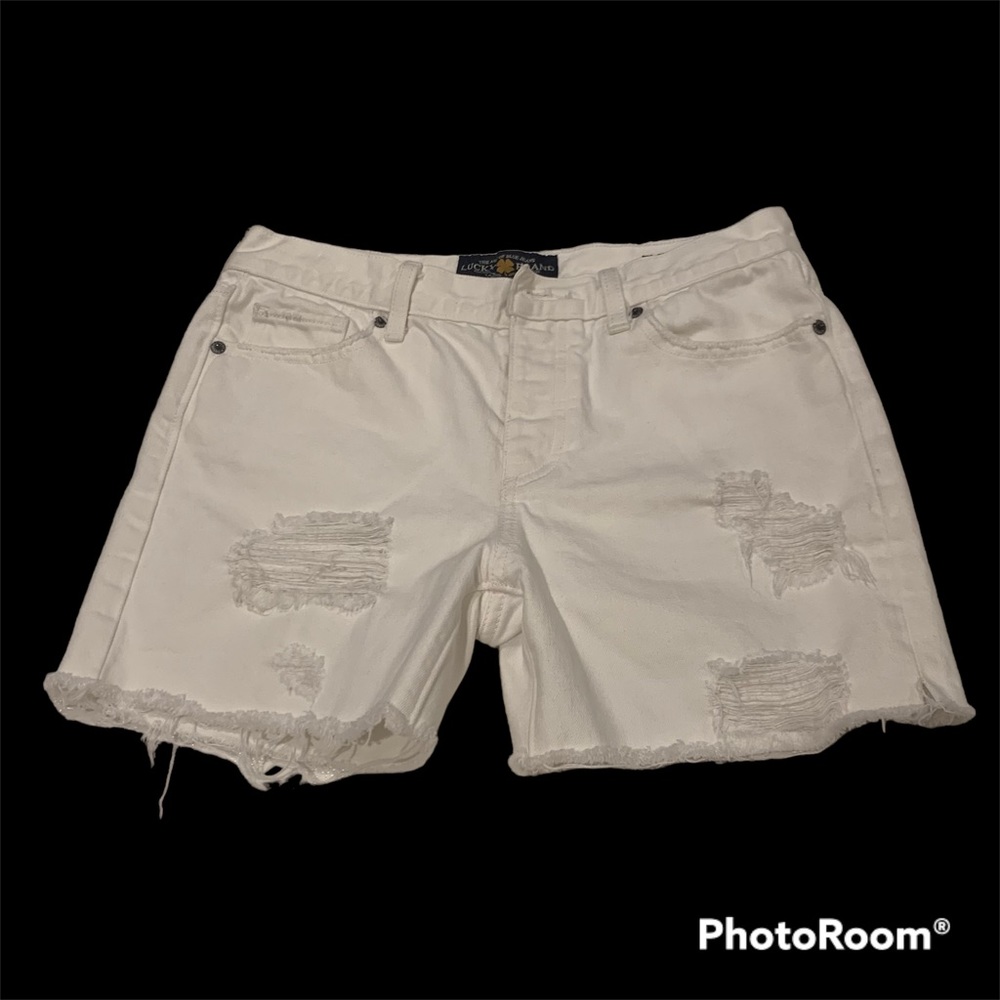 Lucky denim white sienna slim boyfriend shorts